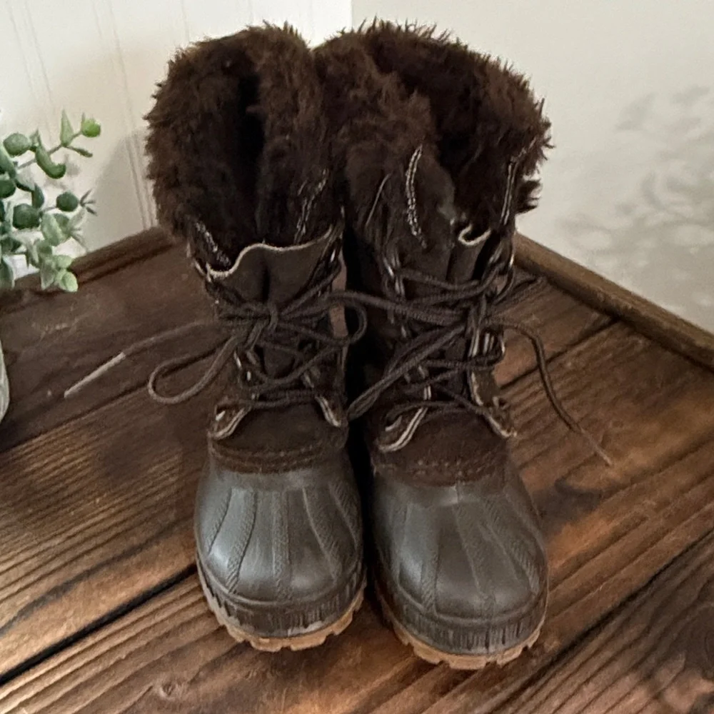 Sorel Kaufman Dark Brown Leather Boots with Fur Lining